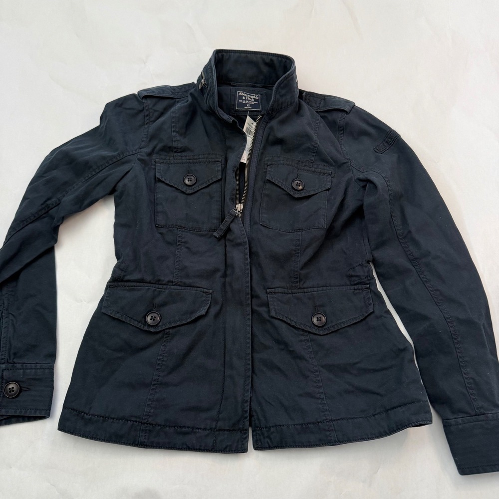Abercrombie Fitch Blue Utility Jacket Military‎ M65 Style Cargo Pockets XS